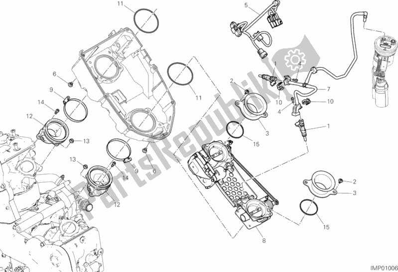 All parts for the Throttle Body of the Ducati Multistrada 950 Brasil 2019